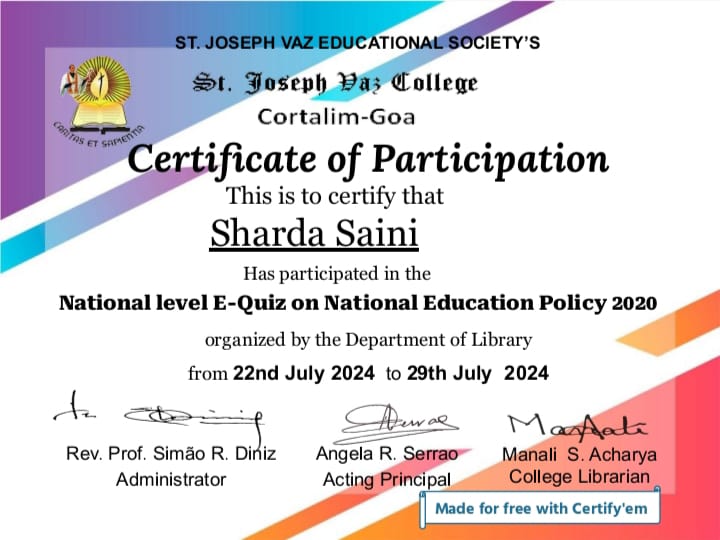 E-Quiz on the National Education Policy (NEP) 2020 with Certificate.