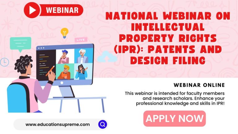 Online Webinar on IPR, Patents, and Design Filing with Certificate