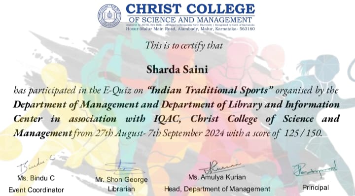 Free E-Quiz on Indian Traditional Games with Certificate Online