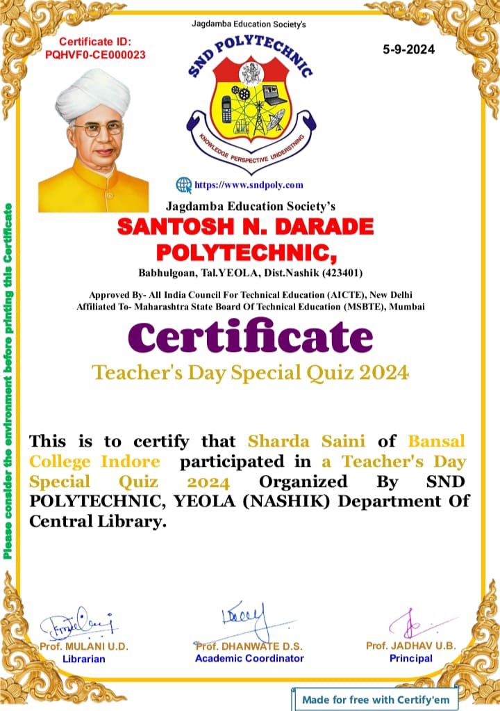 Online Quiz with Certificate on Teachers Day 2024