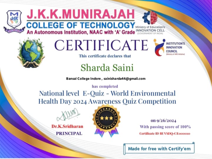 Online Quiz on World Environmental Health Day 2024 Awareness