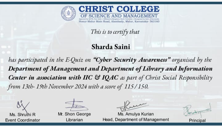 Free E- Quiz on Cyber Security Awareness