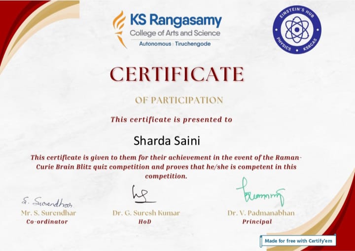 Quiz Competition on Raman-Curie Brain Blitz