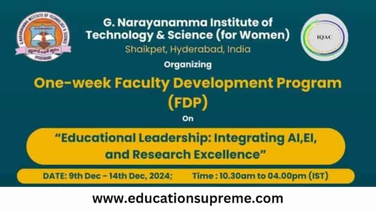 Online FDP Education Leadership: Integrating AI, EI, Research Excellence.