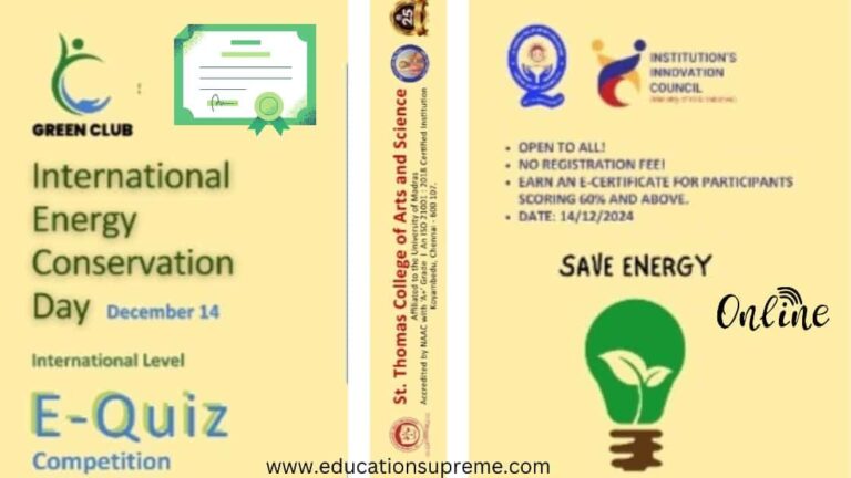 Quiz International Energy Conservation Day Online Certificate.