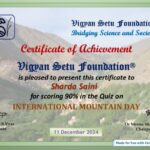 International Mountain Day 2024 Quiz Certificate.