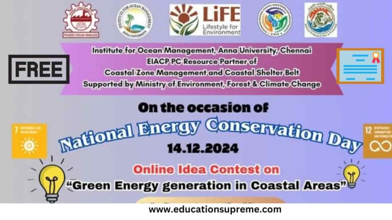 Online Idea Contest Green Energy generation in Coastal Areas Certificate.