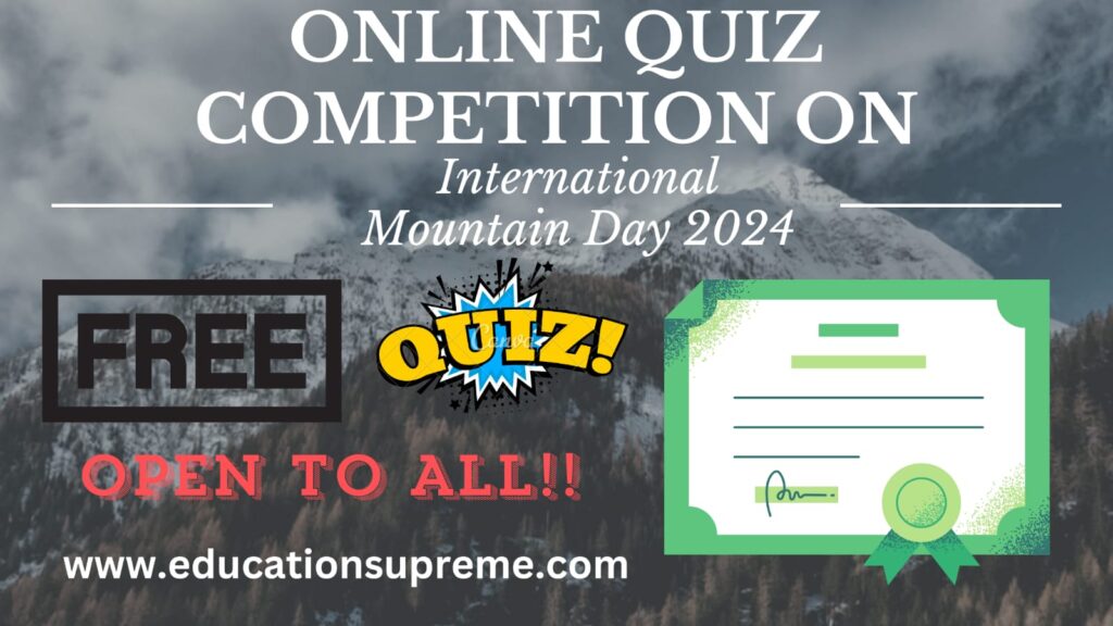 Quiz Competition on International Mountain Day 2024 Certificate online.