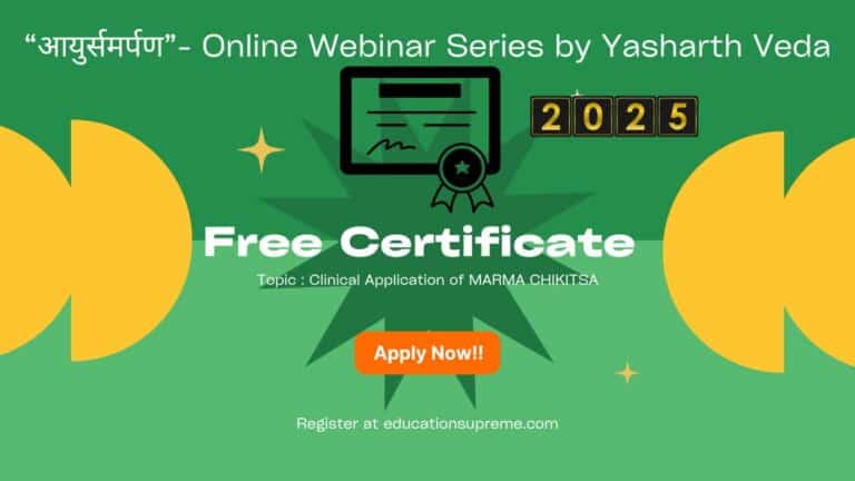 Clinical Application of MARMA CHIKITSA Webinar Certificate.