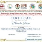 Quiz International Environmental Education Day 2025 Certificate.