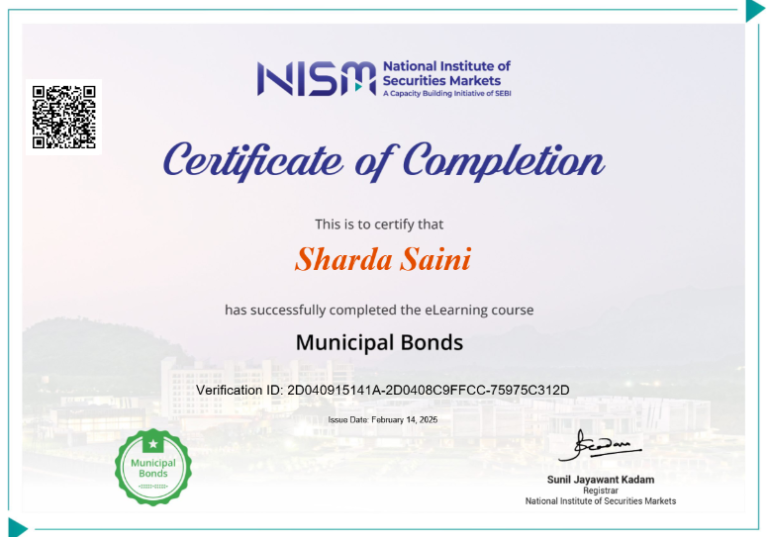 Online Municipal Bonds Course Certification.